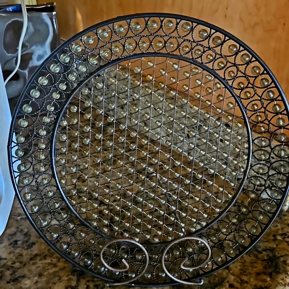 Vintage  beaded charger/ decor plate ✨️